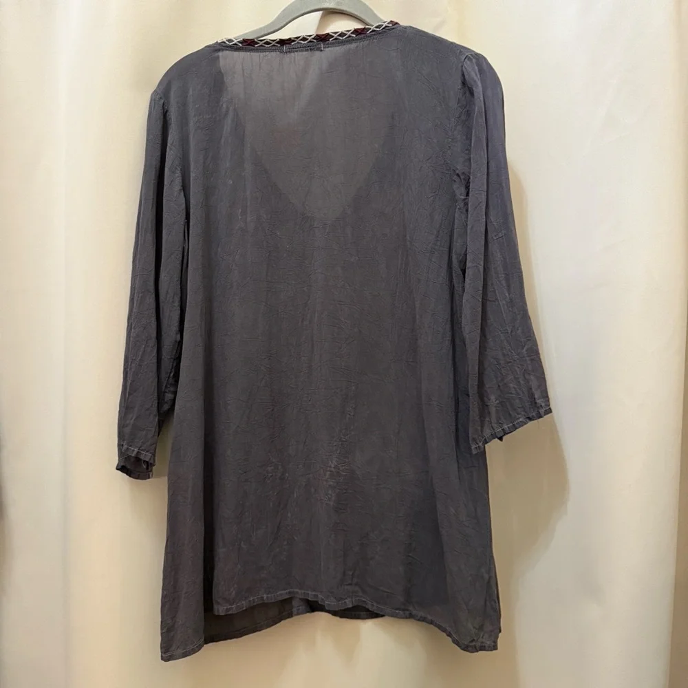Johnny Was Gray Tunic with Multicolor Embroidery - Picture 8 of 16